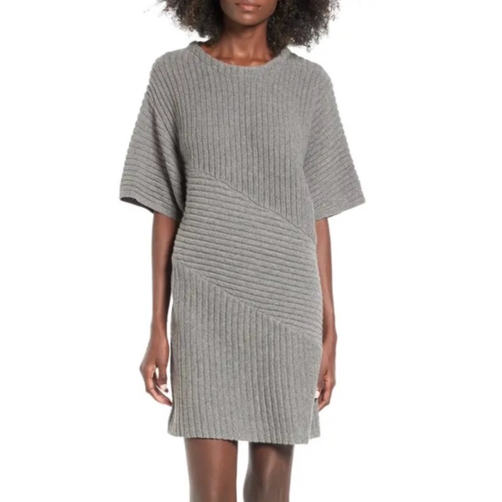 ASTR Wool Blend Ribbed Sweater Dress in Grey - Picture 2 of 7